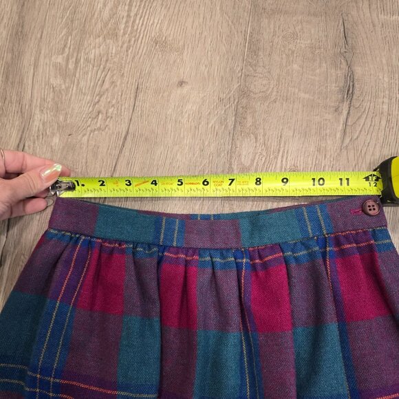 Vintage Johnny B Plaid Wool Skirt & Jacket Set Fuchsia & Teal M Classic 2-Piece - Picture 6 of 11